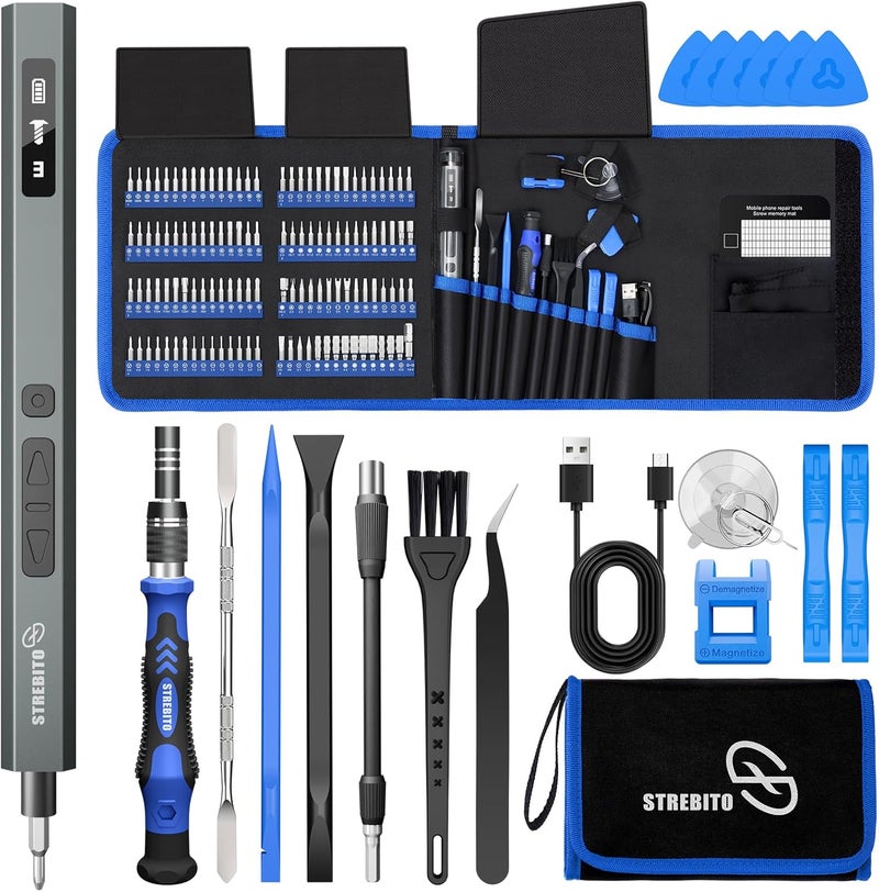 STREBITO 144-Piece Upgraded Electric Screwdriver, Max 0.7 N.m, 120 Magnetic Bits, 5-gear Torque Adjustment, Precision Screwdriver Set, Repair Tool Kit for Tech, Electronics and PC, Gifts for Men - Image 1